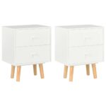 Bedside Cabinets 2pcs White 40x30x50cm Solid Pinewood