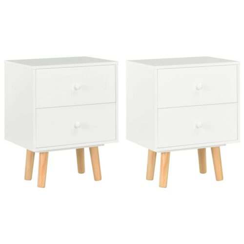 Bedside Cabinets 2pcs White 40x30x50cm Solid Pinewood