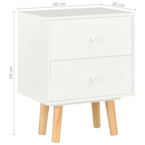 Bedside Cabinets 2pcs White 40x30x50cm Solid Pinewood - Image 10