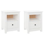 Bedside Cabinets 2pcs White 40x35x49cm Solid Wood Pine