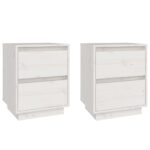 Bedside Cabinets 2pcs White 40x35x50cm Solid Wood Pine