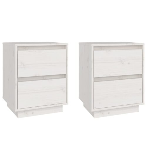 Bedside Cabinets 2pcs White 40x35x50cm Solid Wood Pine