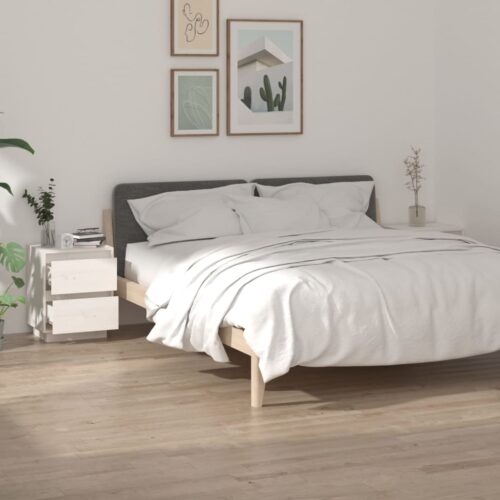 Bedside Cabinets 2pcs White 40x35x50cm Solid Wood Pine - Image 2