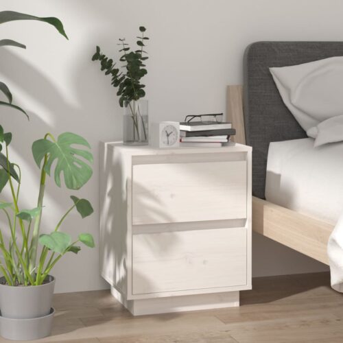 Bedside Cabinets 2pcs White 40x35x50cm Solid Wood Pine - Image 3