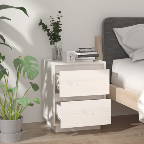 Bedside Cabinets 2pcs White 40x35x50cm Solid Wood Pine - Image 4