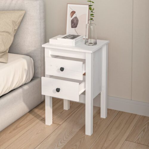 Bedside Cabinets 2pcs White 40x35x61.5cm Solid Wood Pine - Image 3
