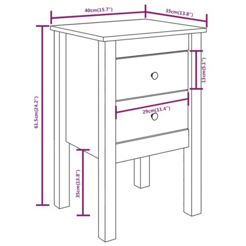 Bedside Cabinets 2pcs White 40x35x61.5cm Solid Wood Pine - Image 9