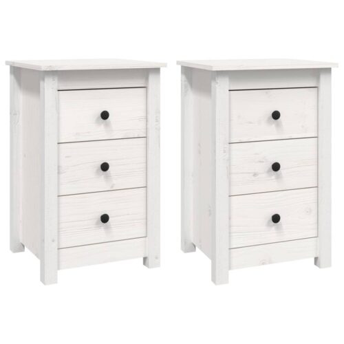 Bedside Cabinets 2pcs White 40x35x61.5cm Solid Wood Pine