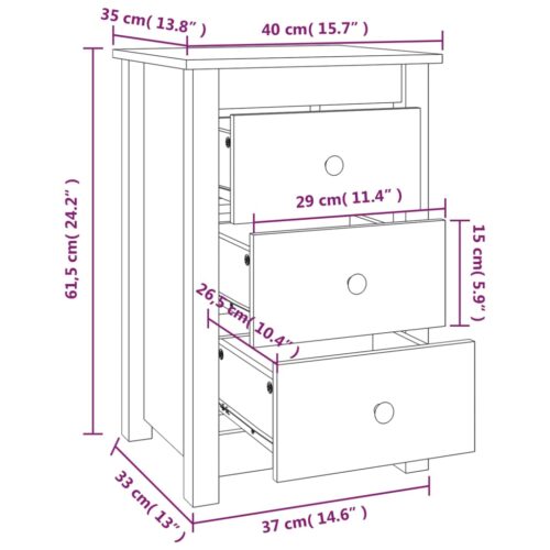 Bedside Cabinets 2pcs White 40x35x61.5cm Solid Wood Pine - Image 11