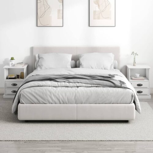 Bedside Cabinets 2pcs White 43x36x60cm - Image 3