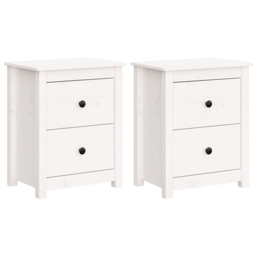 Bedside Cabinets 2pcs White 50x35x61.5cm Solid Wood Pine