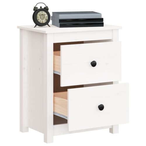 Bedside Cabinets 2pcs White 50x35x61.5cm Solid Wood Pine - Image 8
