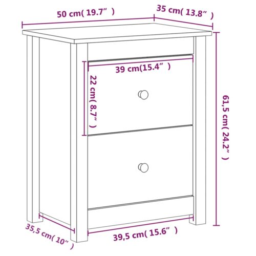 Bedside Cabinets 2pcs White 50x35x61.5cm Solid Wood Pine - Image 11
