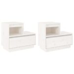 Bedside Cabinets 2pcs White 60x34x51cm Solid Wood Pine