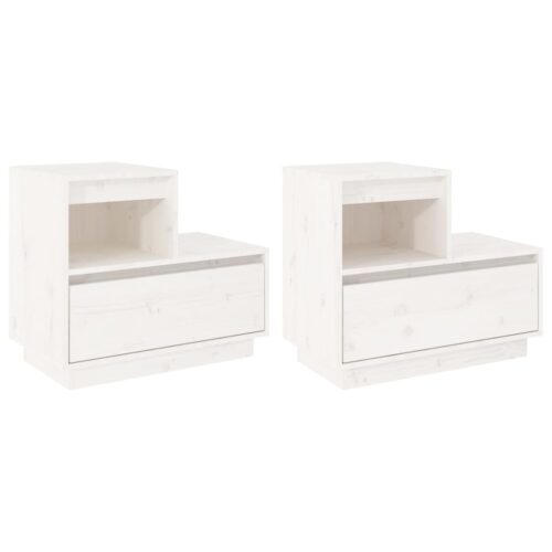 Bedside Cabinets 2pcs White 60x34x51cm Solid Wood Pine