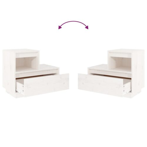 Bedside Cabinets 2pcs White 60x34x51cm Solid Wood Pine - Image 7