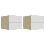 Bedside Cabinets 2pcs White Sonoma Oak 40x30x30cm Engineered Wood