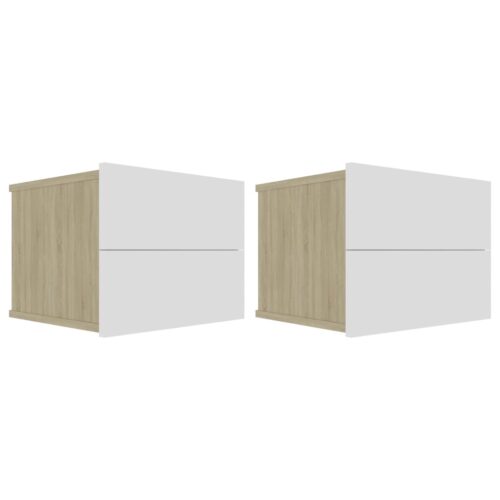 Bedside Cabinets 2pcs White Sonoma Oak 40x30x30cm Engineered Wood