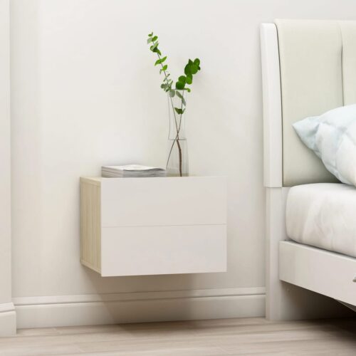 Bedside Cabinets 2pcs White Sonoma Oak 40x30x30cm Engineered Wood - Image 2