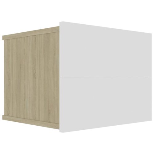 Bedside Cabinets 2pcs White Sonoma Oak 40x30x30cm Engineered Wood - Image 3