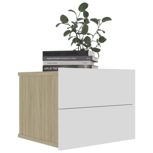Bedside Cabinets 2pcs White Sonoma Oak 40x30x30cm Engineered Wood - Image 4