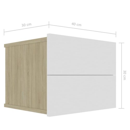 Bedside Cabinets 2pcs White Sonoma Oak 40x30x30cm Engineered Wood - Image 8