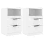 Bedside Cabinets 2pcs White Engineered Wood