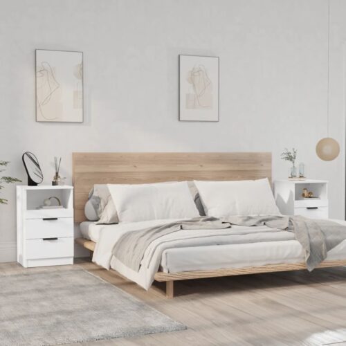 Bedside Cabinets 2pcs White Engineered Wood - Image 2