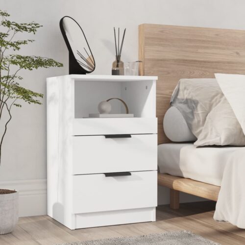 Bedside Cabinets 2pcs White Engineered Wood - Image 7
