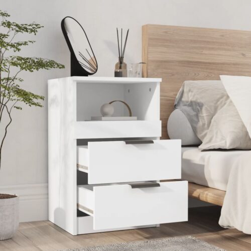 Bedside Cabinets 2pcs White Engineered Wood - Image 8