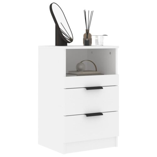 Bedside Cabinets 2pcs White Engineered Wood - Image 9