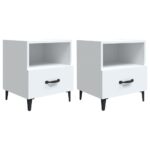 Bedside Cabinets 2pcs White Engineered Wood