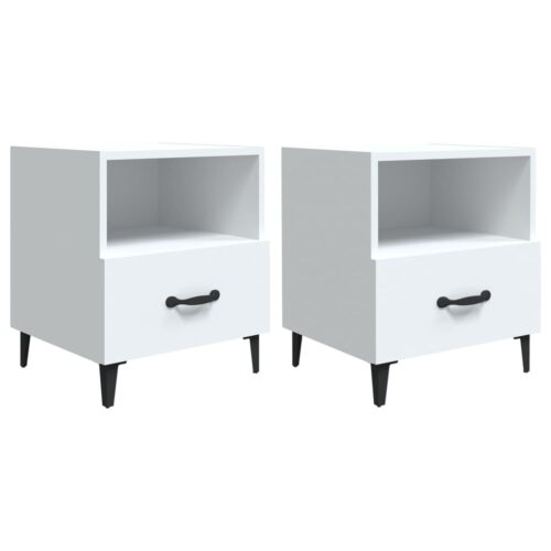 Bedside Cabinets 2pcs White Engineered Wood