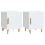 Bedside Cabinets 2pcs White Engineered Wood