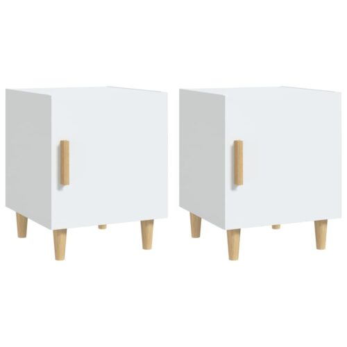 Bedside Cabinets 2pcs White Engineered Wood