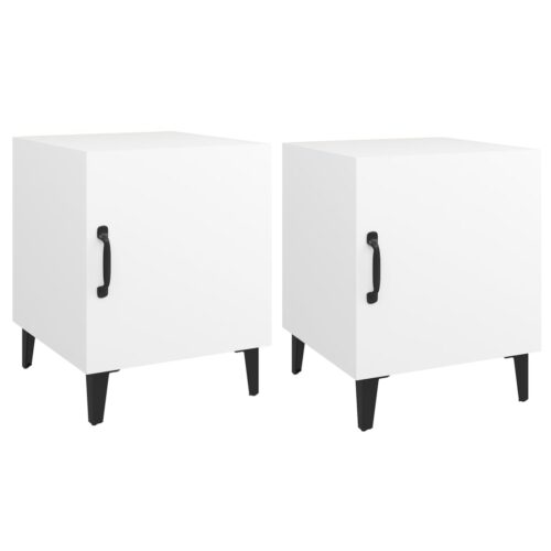Bedside Cabinets 2pcs White Engineered Wood
