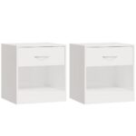 Bedside Cabinets 2pcs with Drawer High Gloss White