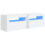 Bedside Cabinets 2pcs with LEDs White 60x35x40cm