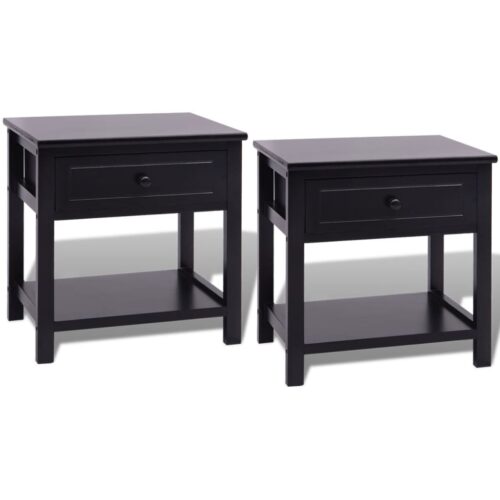 Bedside Cabinets 2pcs Wood Black