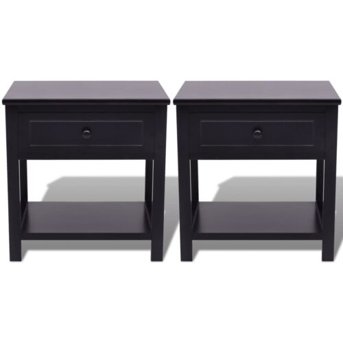 Bedside Cabinets 2pcs Wood Black - Image 3