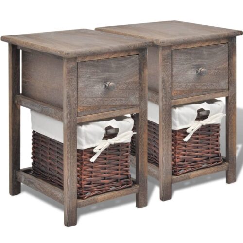 Bedside Cabinets 2pcs Wood Brown