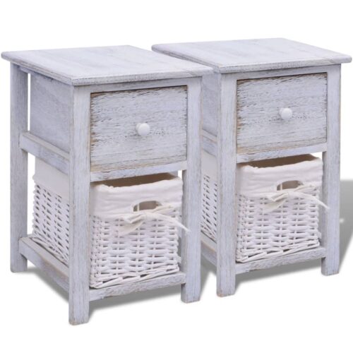 Bedside Cabinets 2pcs Wood White