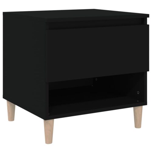 Wooden Bedside Table Drawers Storage Side Lamp Cabinet Bedroom Nightstand Black