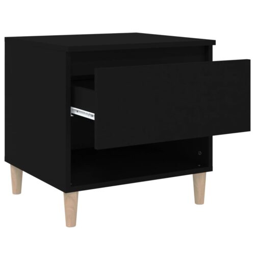 Wooden Bedside Table Drawers Storage Side Lamp Cabinet Bedroom Nightstand Black - Image 7