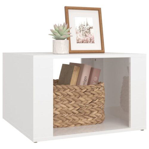 Bedside Table High Gloss White 57x55x36cm Engineered Wood - Image 4