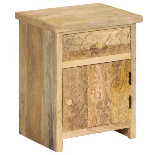 Solid Mango Wood Bedside Table Drawer Storage Side Cabinet Bedroom Nightstand