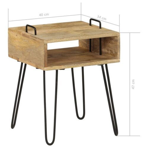 Bedside Table Solid Mango Wood 40x34x47cm - Image 7