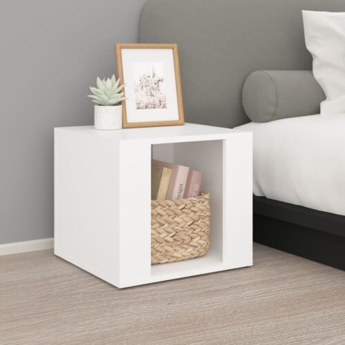 Bedside Table White 41x40x36cm Engineered Wood - Image 2