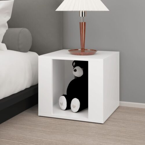 Bedside Table White 41x40x36cm Engineered Wood - Image 3