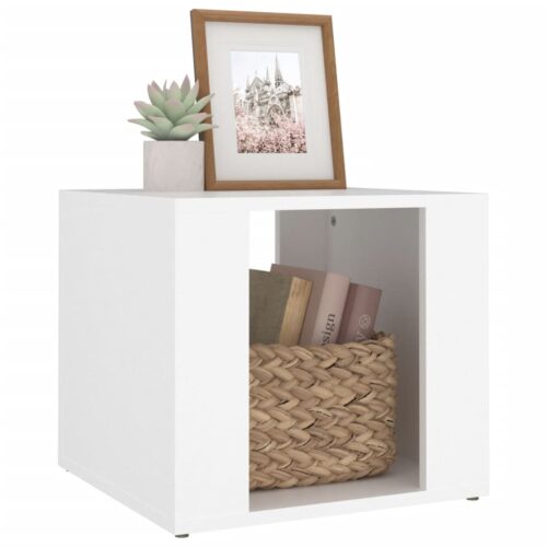 Bedside Table White 41x40x36cm Engineered Wood - Image 4
